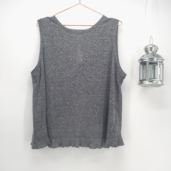 GAP Tops - Gap Open Back Ruffle Linen Blend Tank